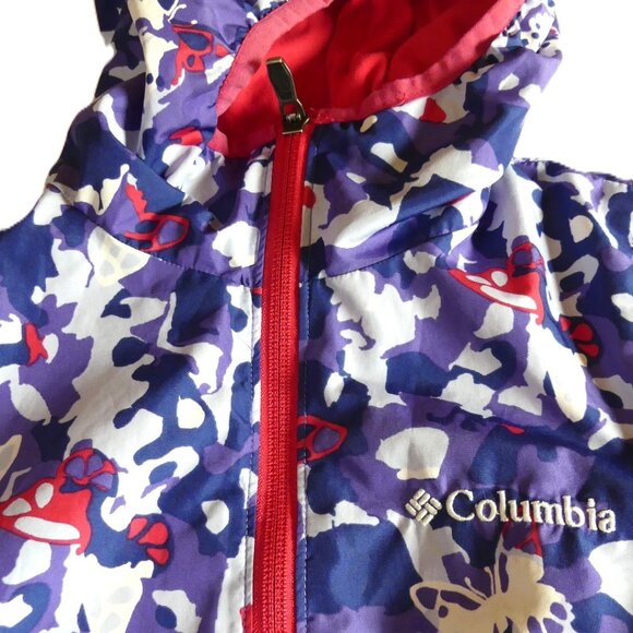 Columbia Girl Purple Camo Lined XXS (4/5) Hooded Omni-Shield Windbreaker Jacket - Picture 5 of 13